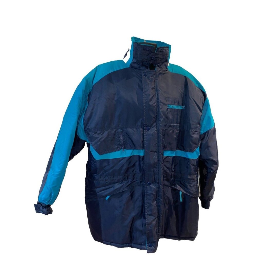 The Toronto Star Newspaper Men’s Winter Coat Parka Navy Aqua Blue XXL Vintage